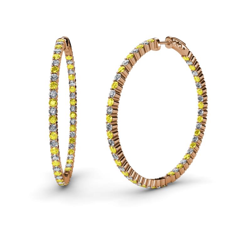 Carisa 2.50 ctw (1.80 mm) Inside Outside Round Yellow Sapphire and Lab Grown Diamond Eternity Hoop Earrings 