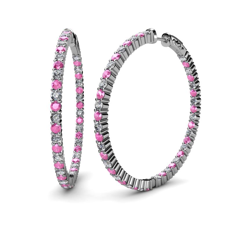 Carisa 2.70 mm Pink Sapphire and Lab Grown Diamond Hoop Earrings 