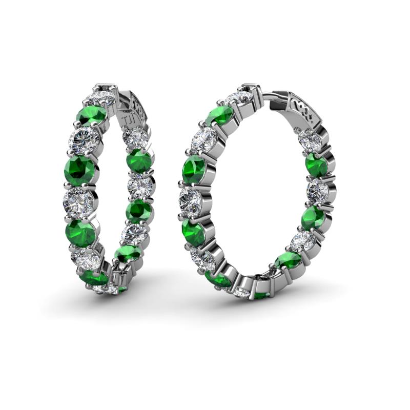 Carisa 4.40 mm Emerald and Lab Grown Diamond Hoop Earrings 