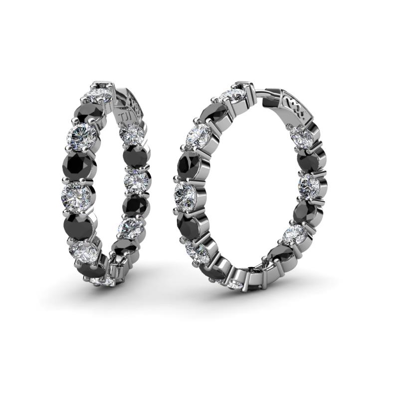 Carisa 12.00 ctw (4.50 mm) Inside Outside Round Black Diamond and Lab Grown Diamond Eternity Hoop Earrings 