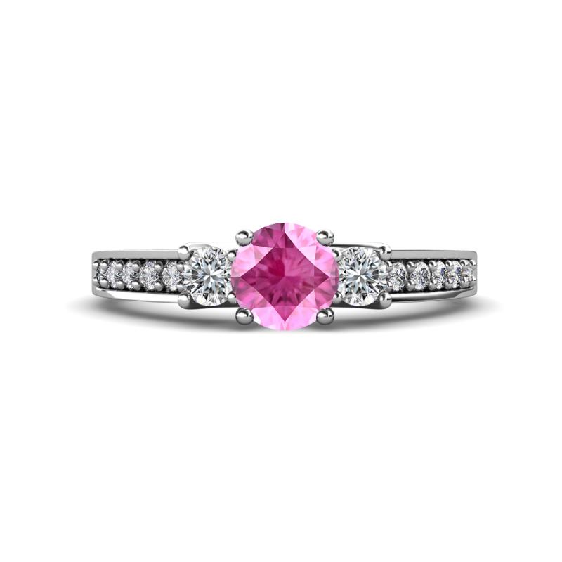 Valene Pink Sapphire and Lab Grown Diamond Three Stone Engagement Ring 