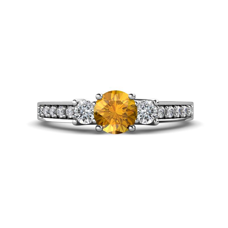 Valene Citrine and Lab Grown Diamond Three Stone Engagement Ring 