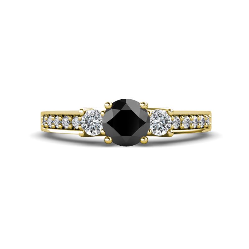 Valene Black and White Lab Grown Diamond Three Stone Engagement Ring 