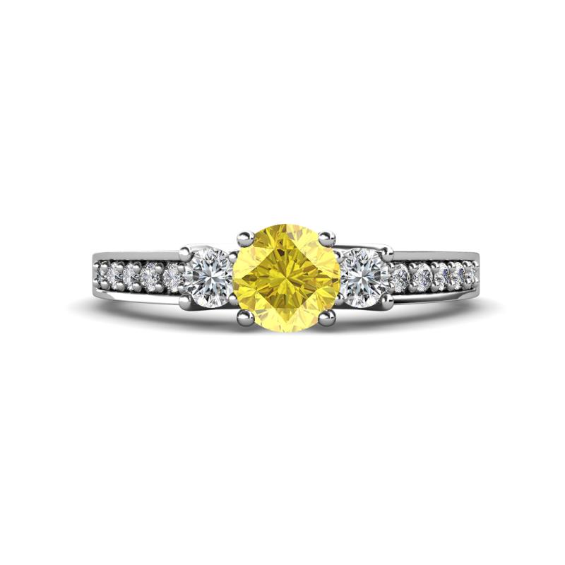 Valene Yellow Sapphire and Lab Grown Diamond Three Stone Engagement Ring 