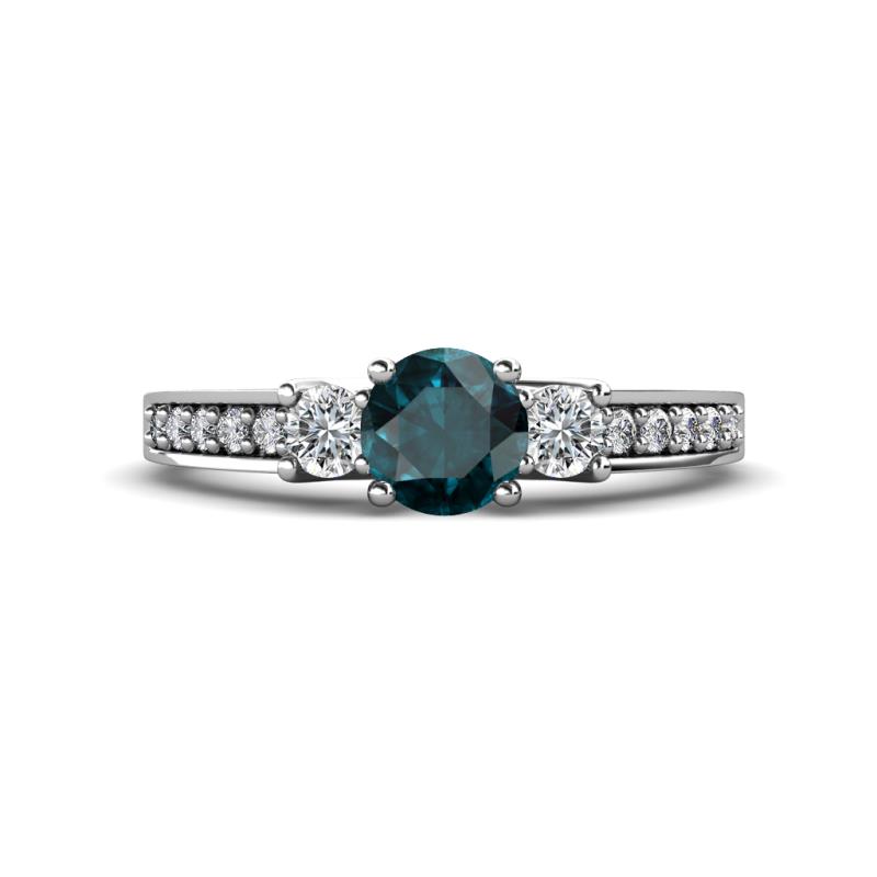 Valene London Blue Topaz and Lab Grown Diamond Three Stone Engagement Ring 