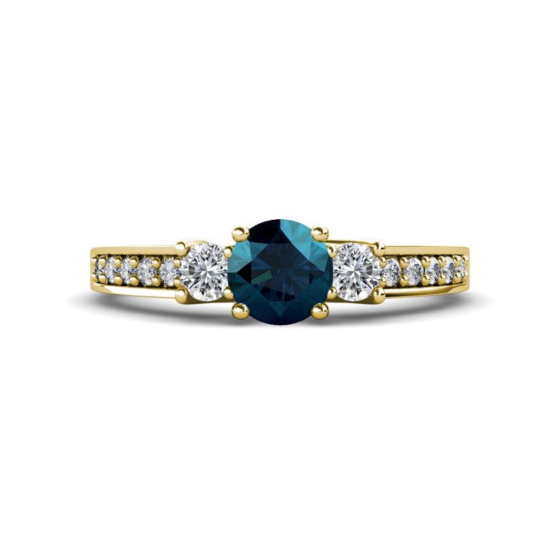Valene Blue and White Lab Grown Diamond Three Stone Engagement Ring 