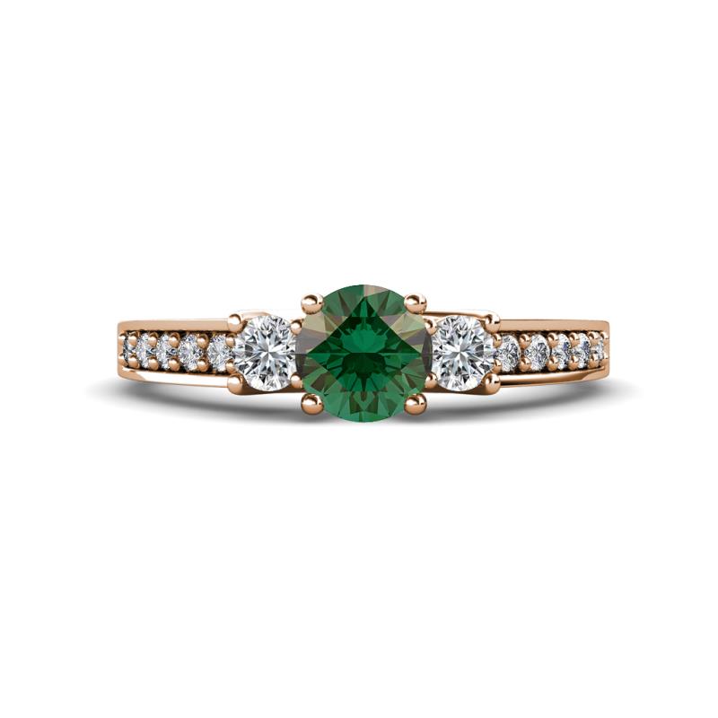 Valene Lab Grown Diamond and Lab Created Alexandrite Three Stone Engagement Ring 