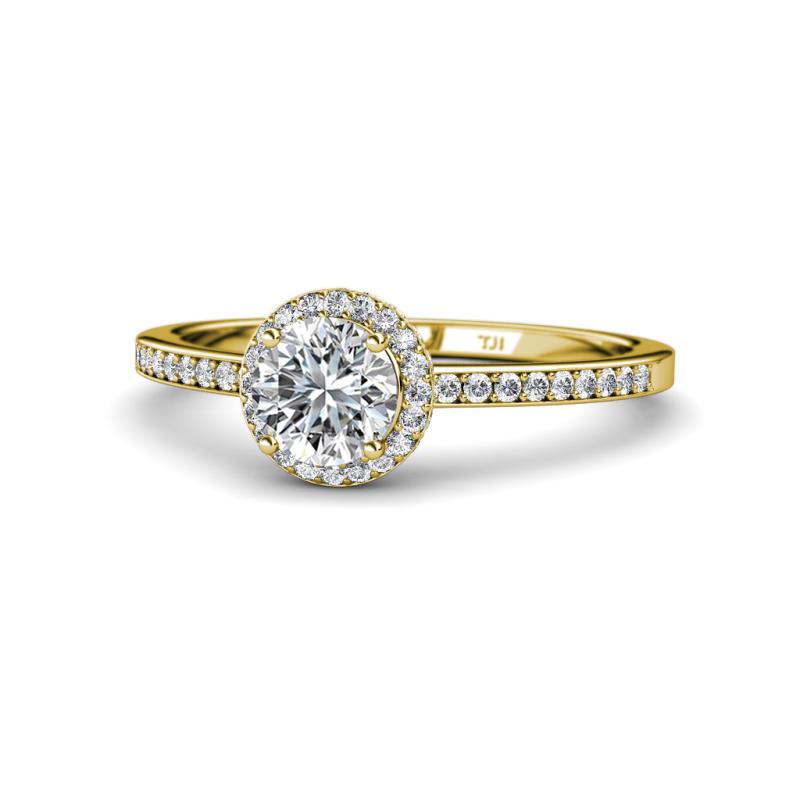 Syna Signature 1.36 ctw IGI Certified Lab Grown Diamond Round (6.50 mm) & Natural Diamond Round (1.20 mm) Halo Engagement Ring 