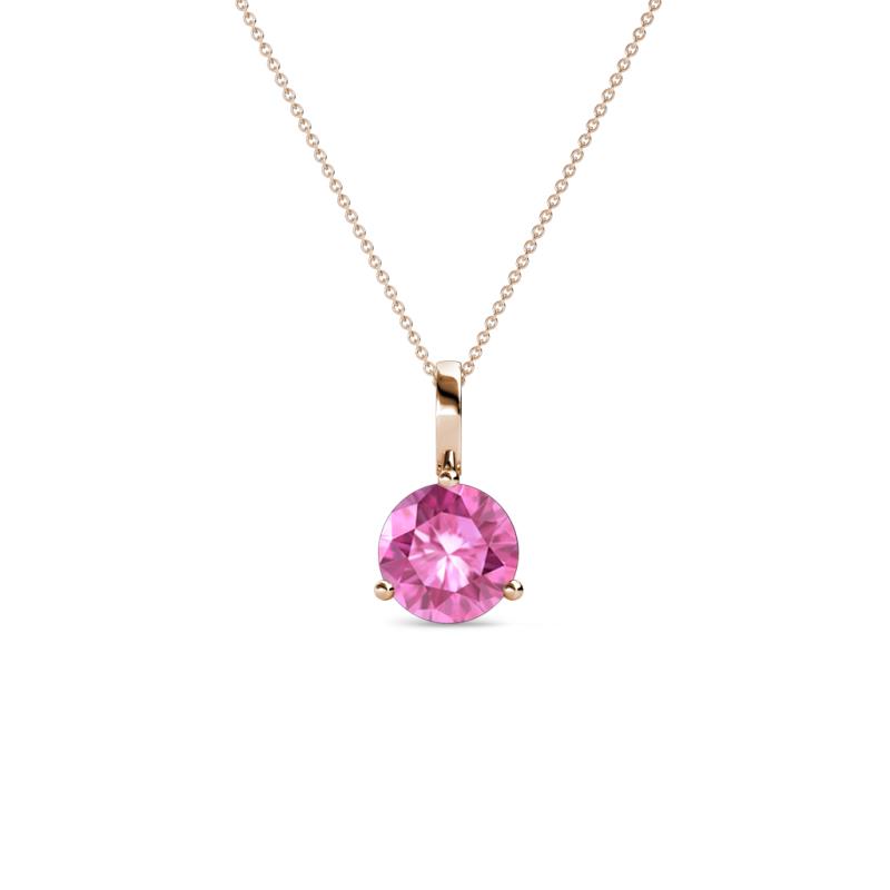 Sheryl 5.00 mm Lab Created Pink Sapphire Solitaire Pendant 