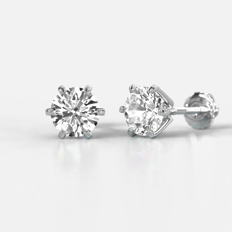 Kenna Lab Grown Diamond Six Prongs Martini Solitaire Stud Earrings 