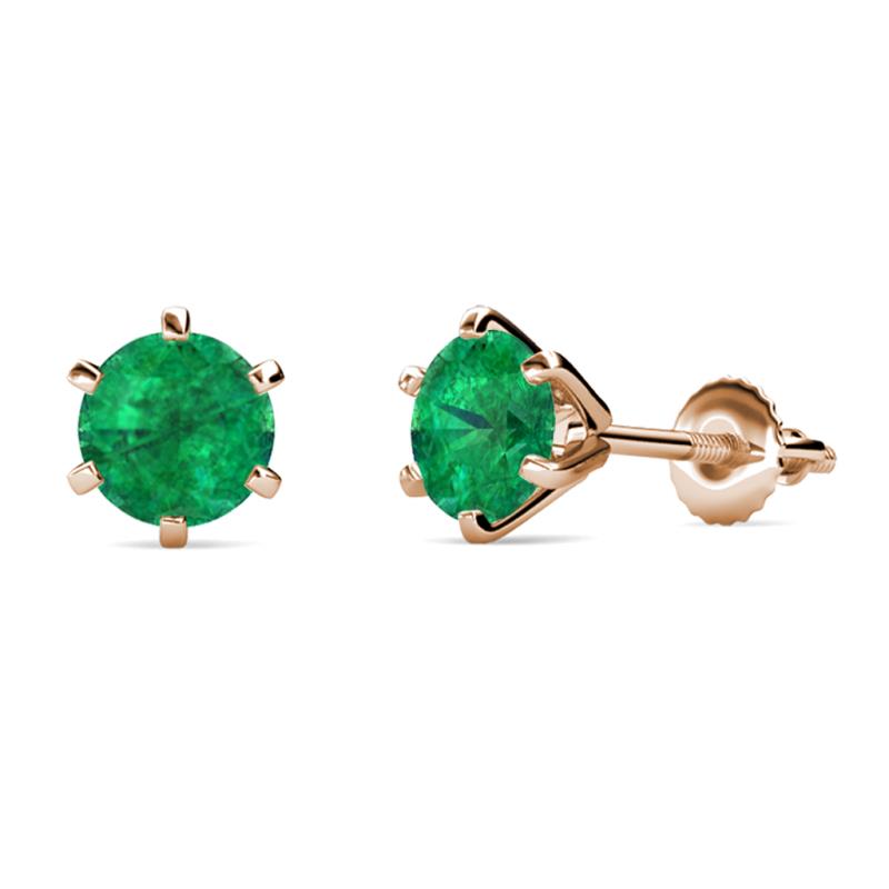 Kenna Emerald (6mm) Martini Solitaire Stud Earrings 