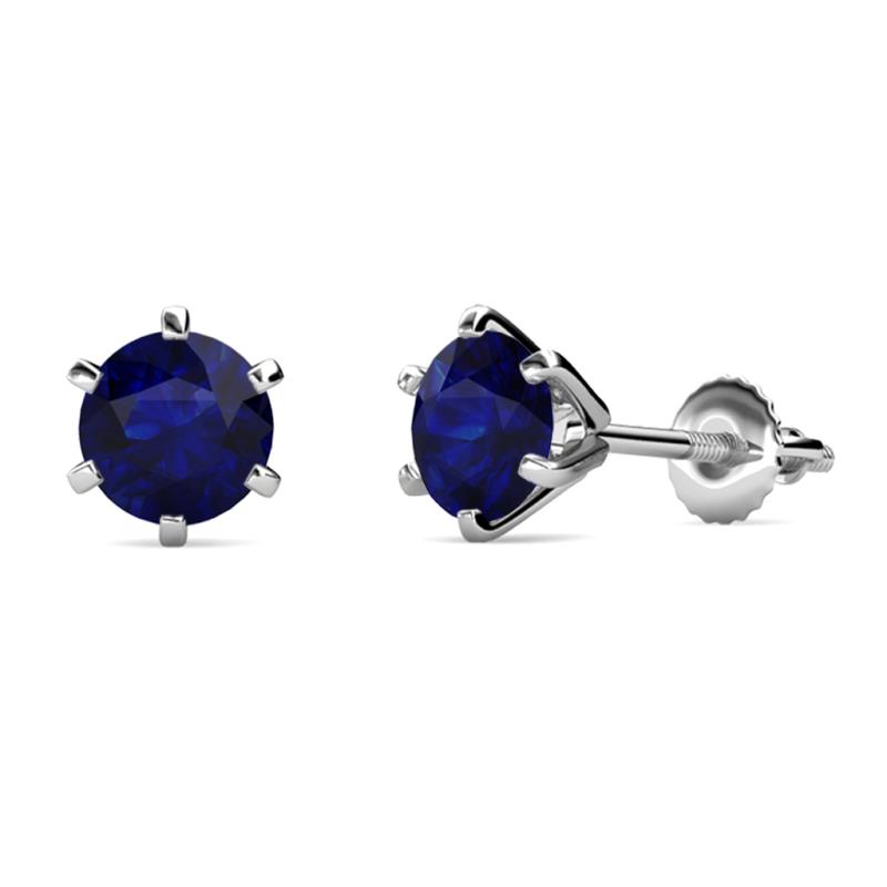 Kenna Blue Sapphire (6mm) Martini Solitaire Stud Earrings 