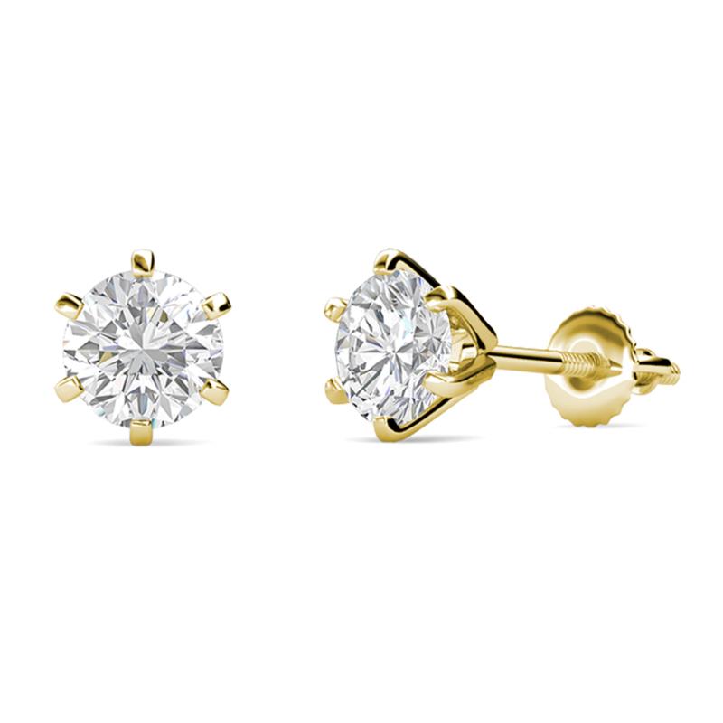 Kenna White Sapphire (6mm) Martini Solitaire Stud Earrings 