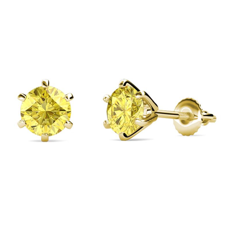 Kenna Yellow Sapphire (6mm) Martini Solitaire Stud Earrings 
