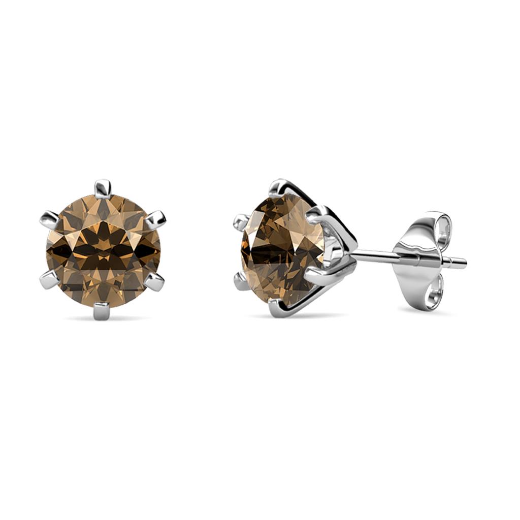 Kenna Smoky Quartz (6.5mm) Martini Solitaire Stud Earrings 