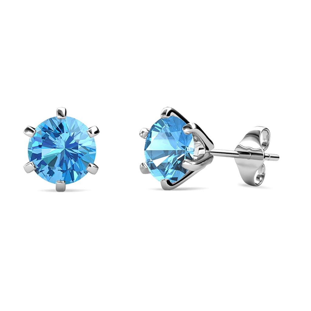 Kenna Blue Topaz (6.5mm) Martini Solitaire Stud Earrings 