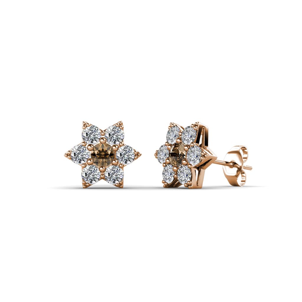 Amora Smoky Quartz and Diamond Flower Earrings 