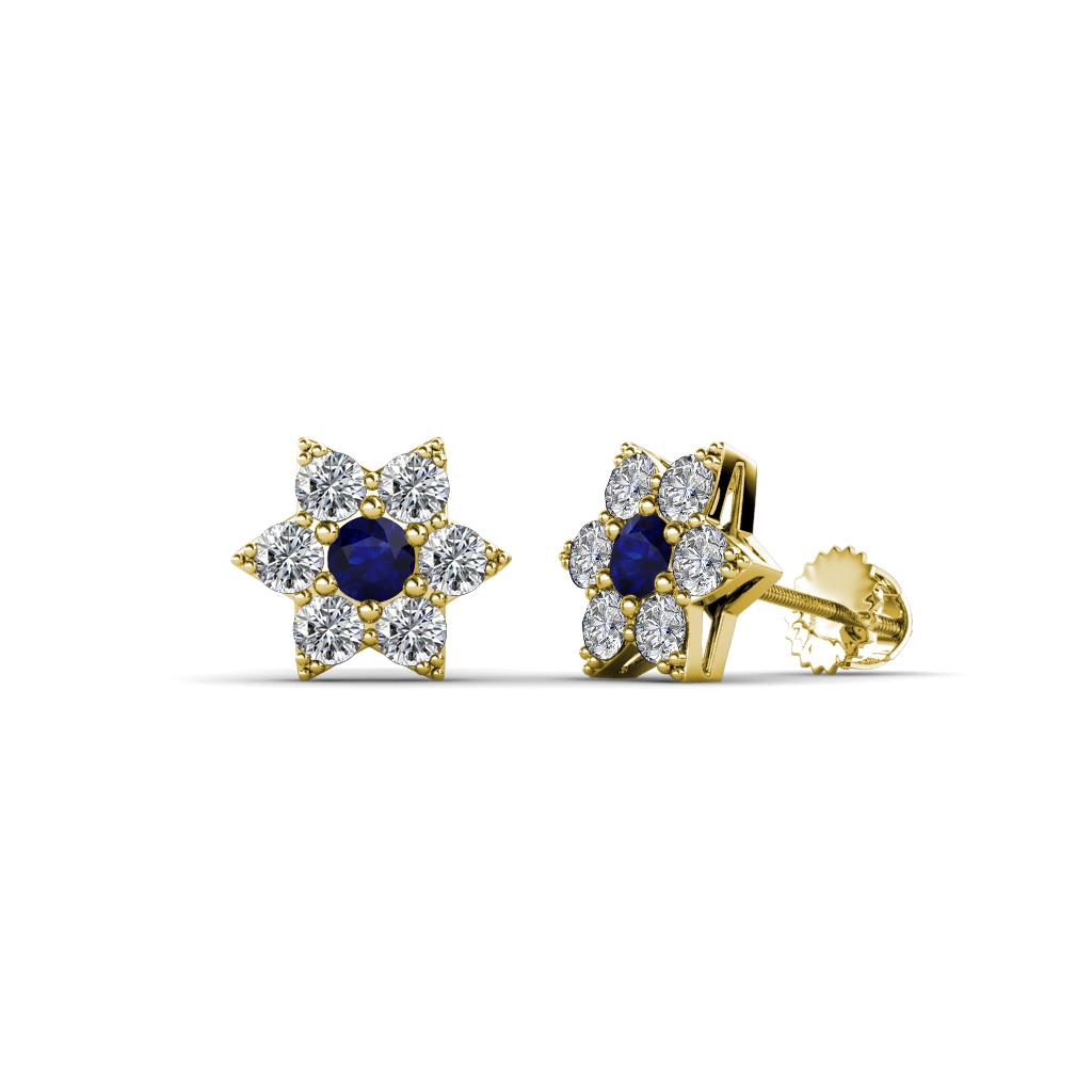 Amora Blue Sapphire and Lab Grown Diamond Flower Earrings 