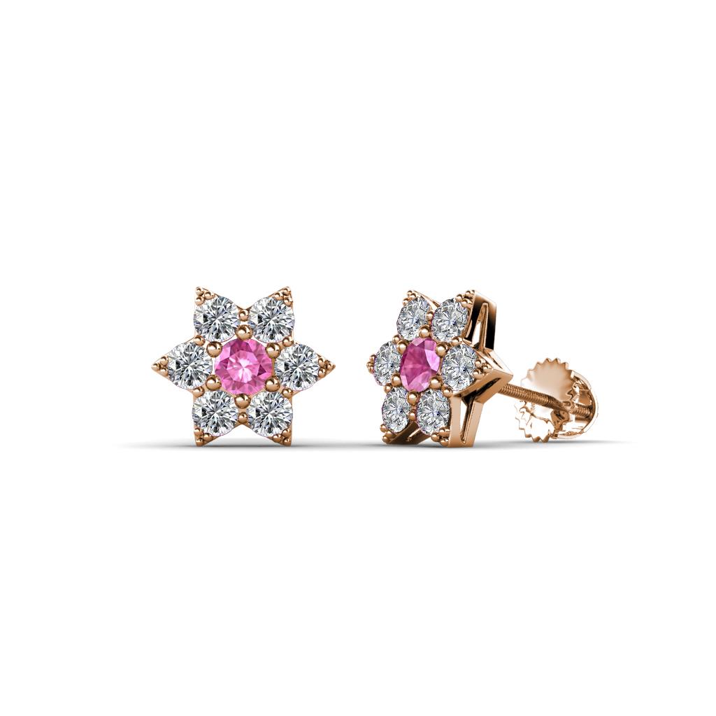Amora Pink Sapphire and Lab Grown Diamond Flower Earrings 