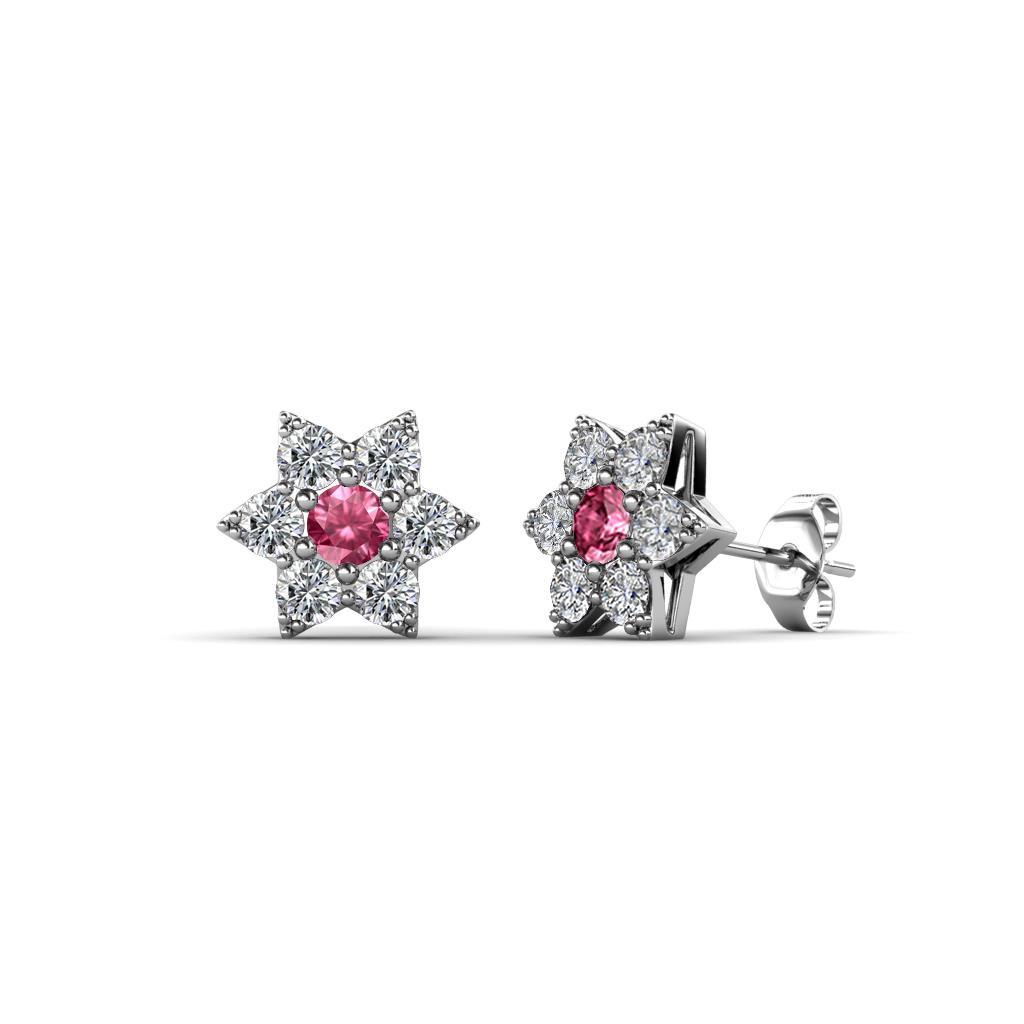 Amora Pink Tourmaline and Lab Grown Diamond Flower Earrings 