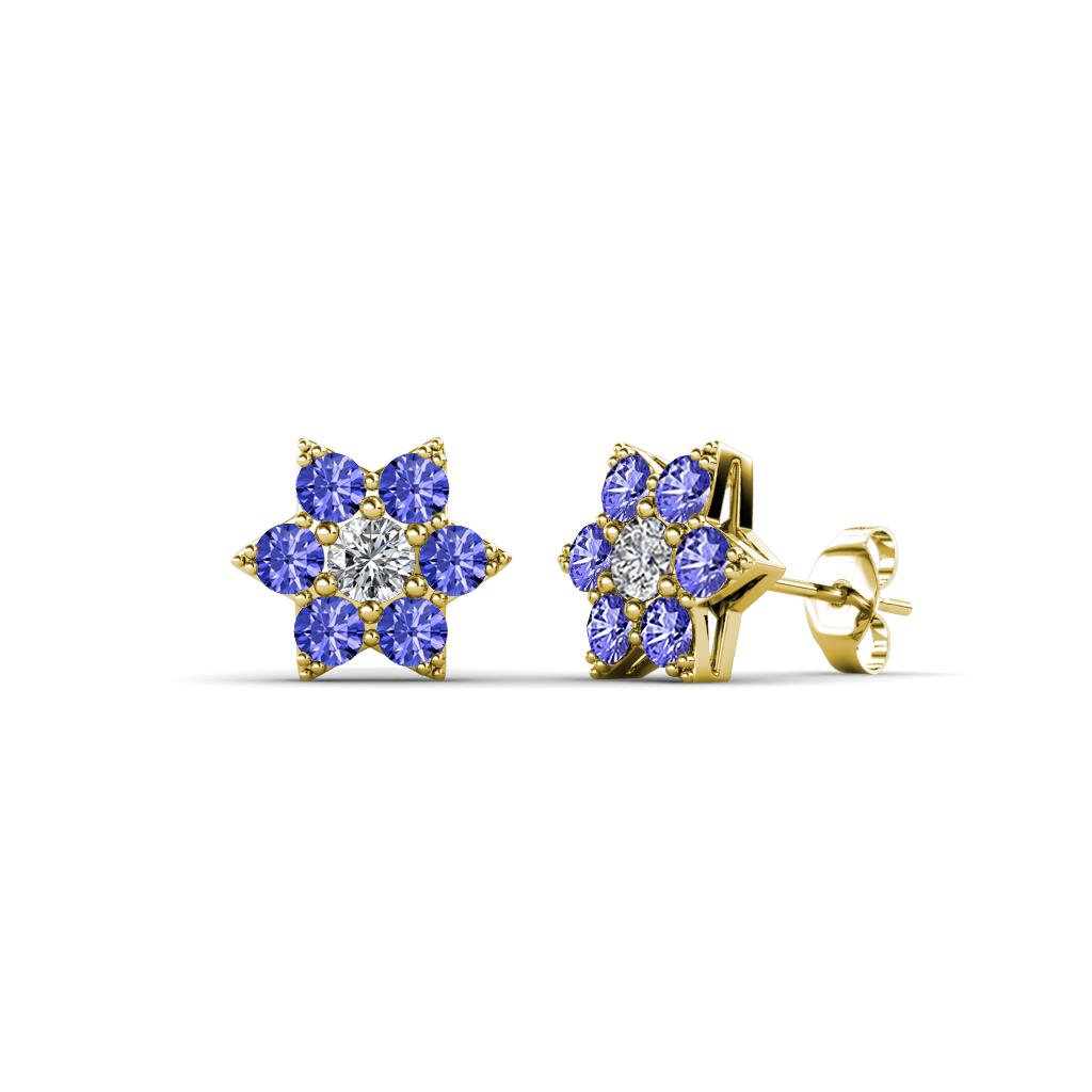 Amora Diamond and Tanzanite Flower Earrings 