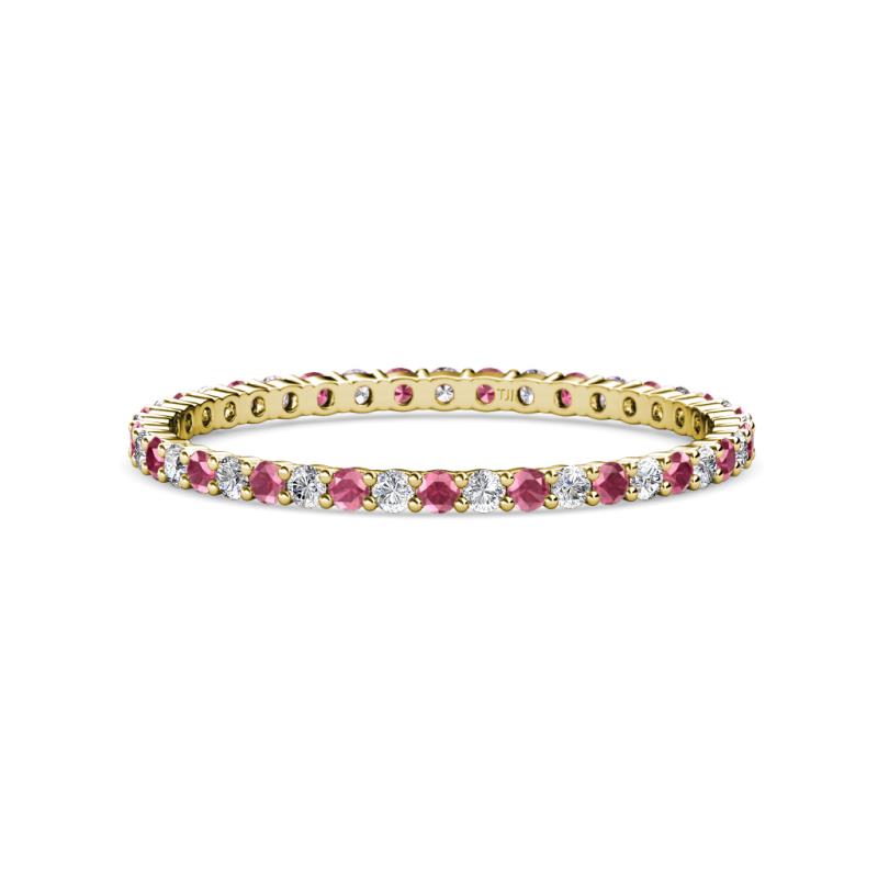 Joyce 1.50 mm Rhodolite Garnet and Diamond Eternity Band 