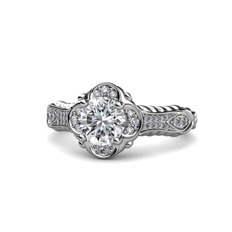 Maura Signature 1.16 ctw IGI Certified Lab Grown Diamond Round (6.50 mm) & Natural Diamond Round (1.00 mm) Halo Engagement Ring 