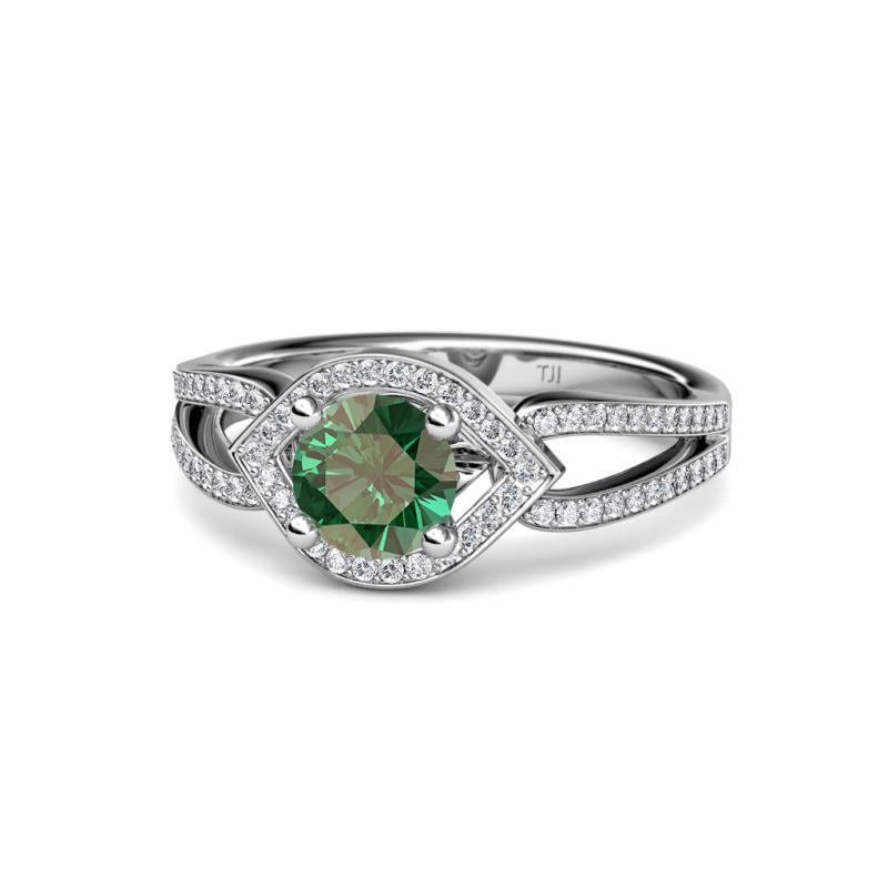 Liora Signature Diamond and Lab Created Alexandrite Eye Halo Engagement Ring 