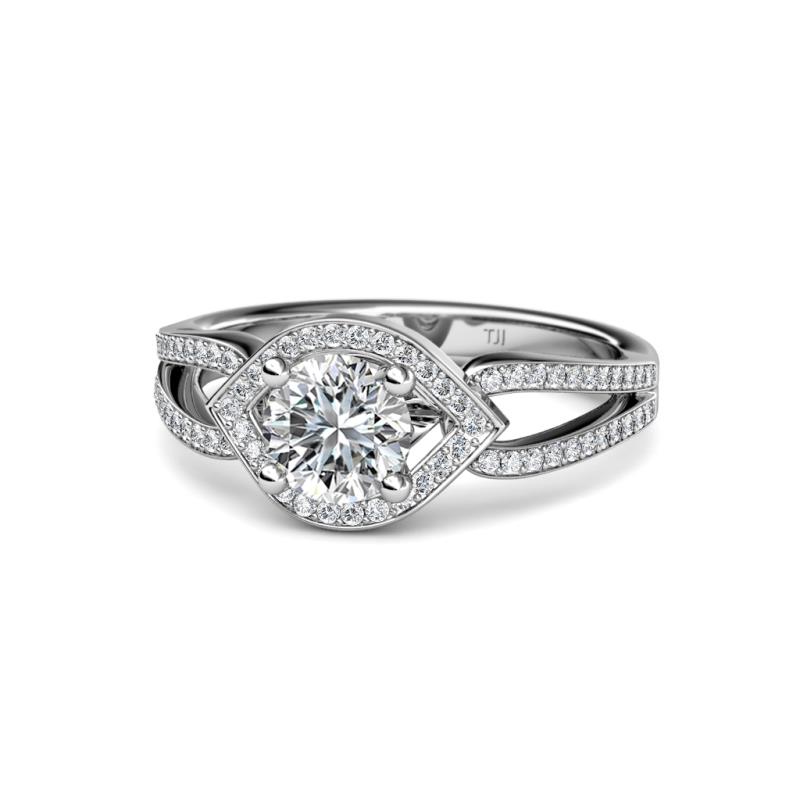 Liora Signature @TotalCarat ctw IGI Certified @CenterStone Round (6.50 mm) & Natural @SideStone Round (1.12 mm) Halo Engagement Ring 