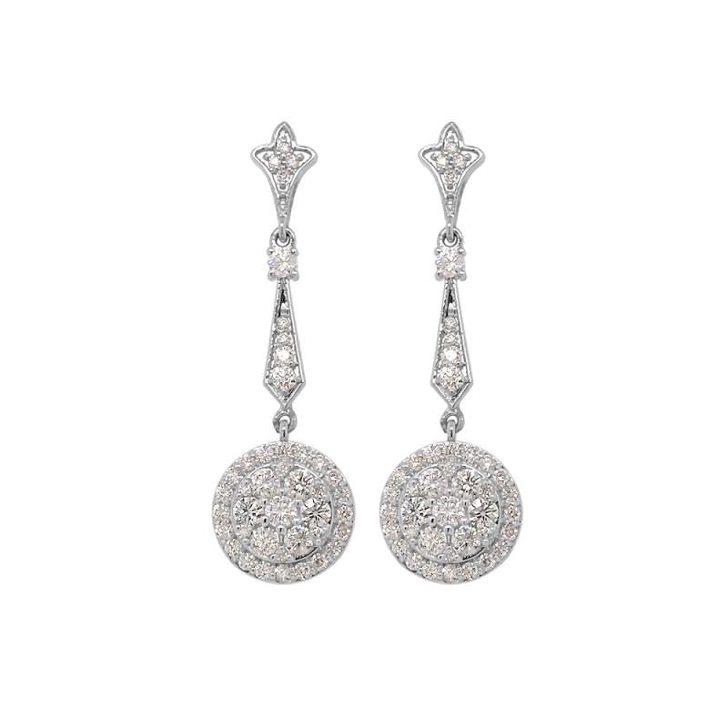 Olivia AGS Certified Diamond Art Deco Dangling Earrings 