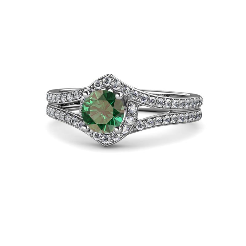 Meryl Signature Diamond and Lab Created Alexandrite Engagement Ring 