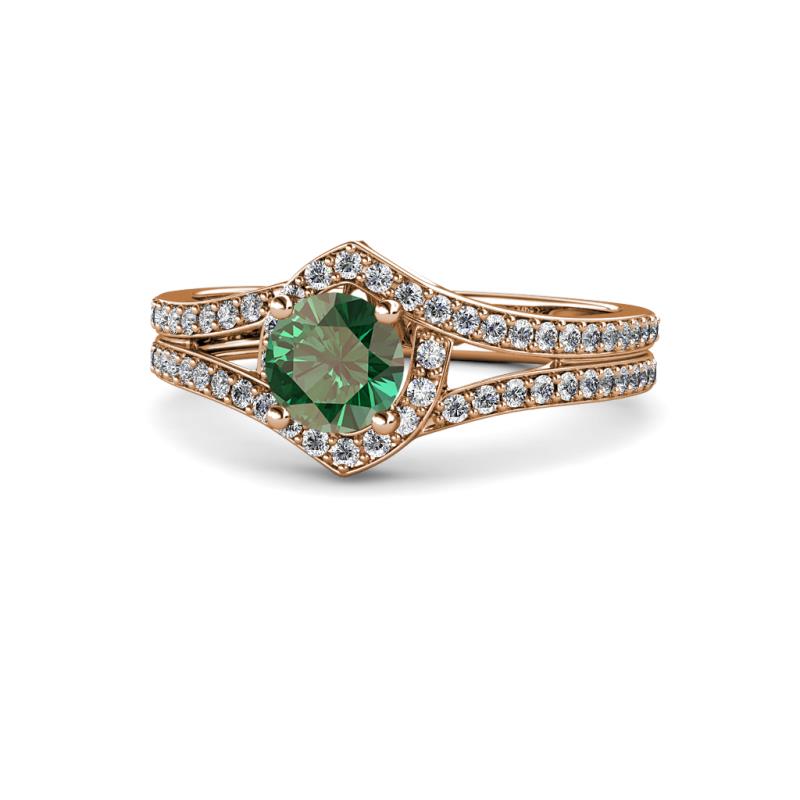 Meryl Signature Diamond and Lab Created Alexandrite Engagement Ring 