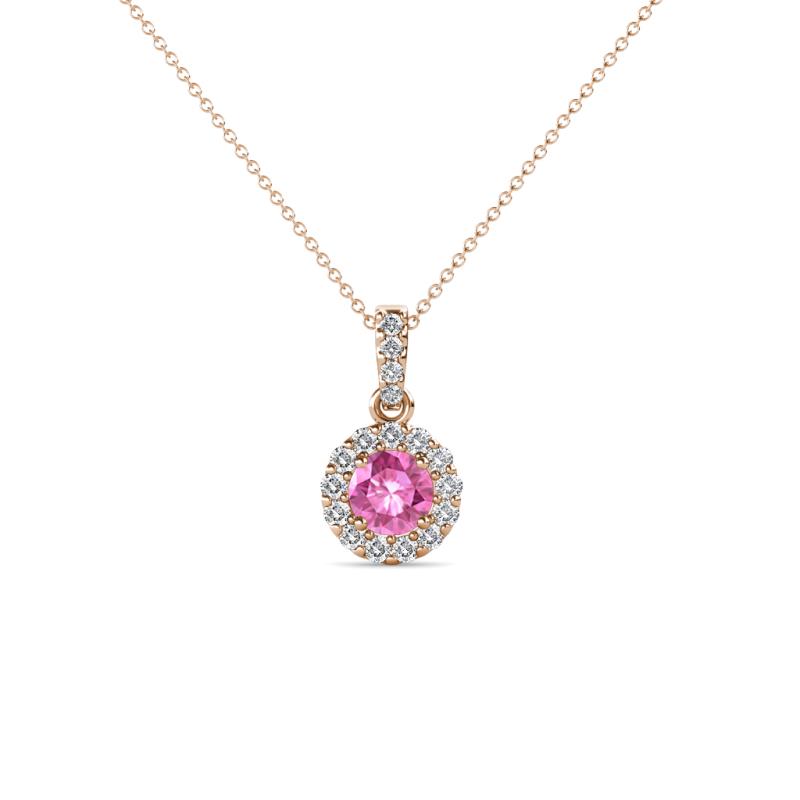 Azaria Pink Sapphire and Diamond Halo Pendant 