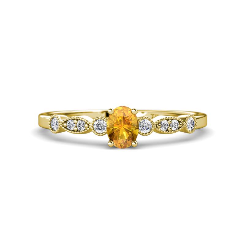 Kiara 0.64 ctw Citrine Oval Shape (6x4 mm) Solitaire Plus accented Natural Diamond Engagement Ring 