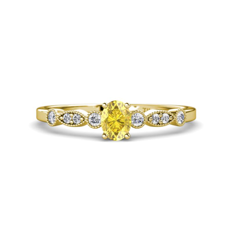 Kiara 0.80 ctw Yellow Sapphire Oval Shape (6x4 mm) Solitaire Plus accented Natural Diamond Engagement Ring 