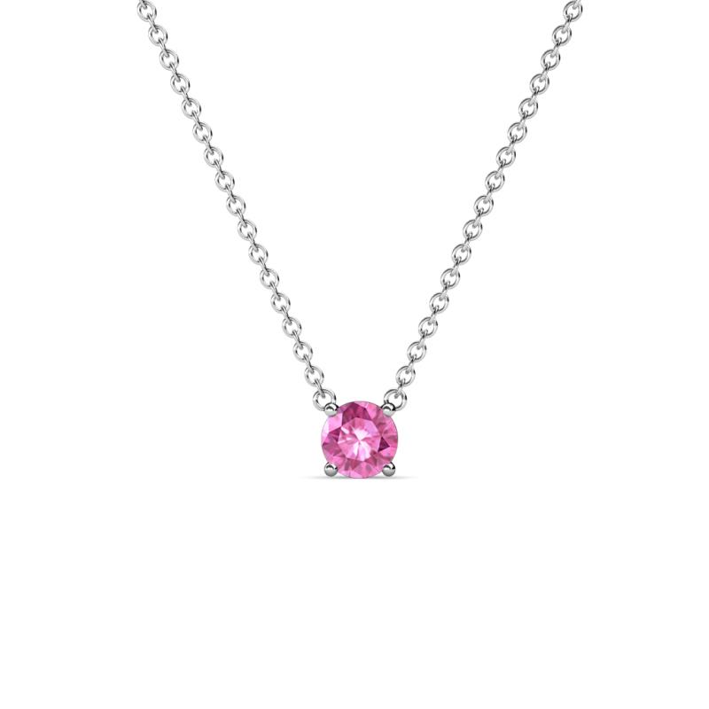 Juliana 4.00 mm Round Pink Sapphire Solitaire Pendant Necklace 
