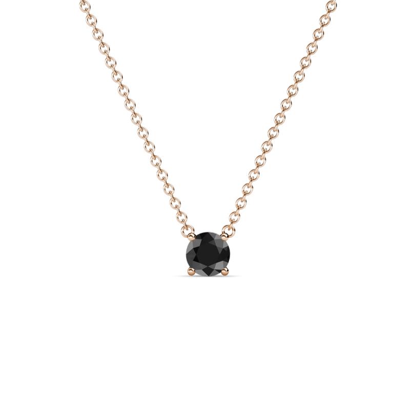 Juliana 4.00 mm Round Black Diamond Solitaire Pendant Necklace 