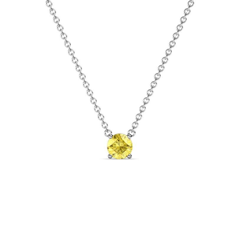 Juliana 4.00 mm Round Yellow Sapphire Solitaire Pendant Necklace 