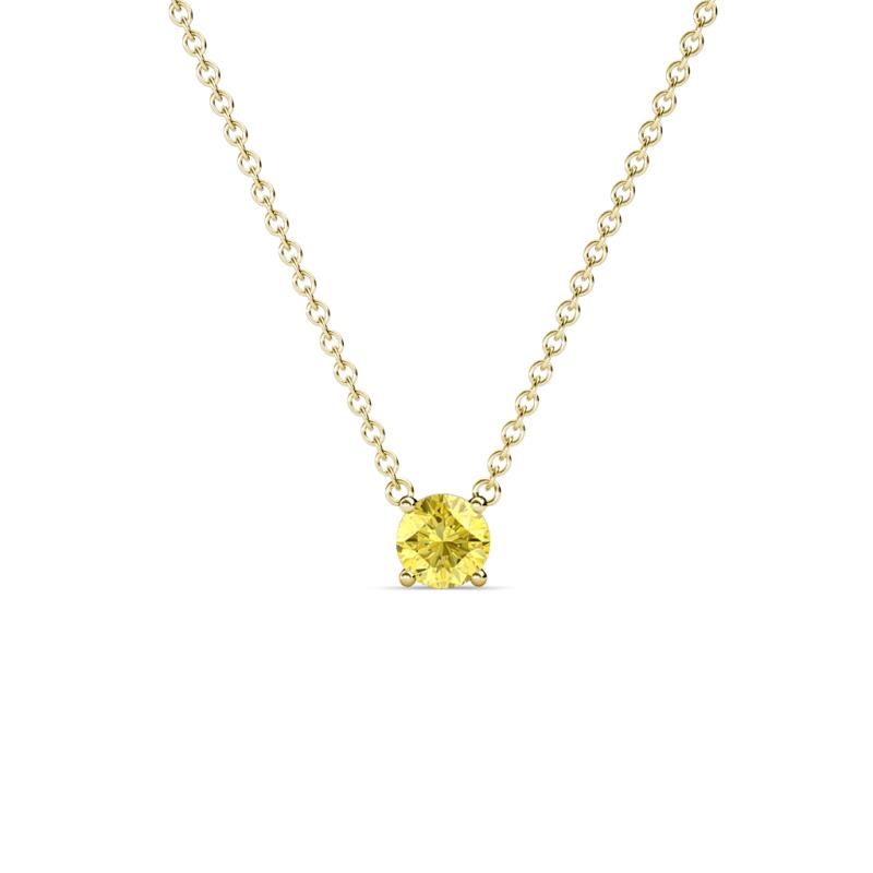 Juliana 4.00 mm Round Yellow Sapphire Solitaire Pendant Necklace 
