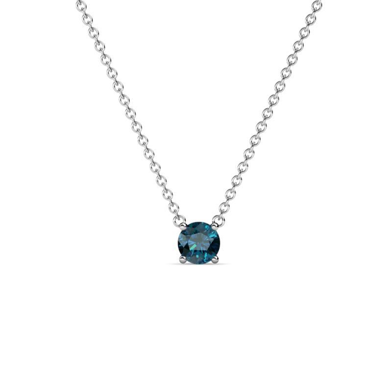 Juliana 4.00 mm Round Blue Diamond Solitaire Pendant Necklace 