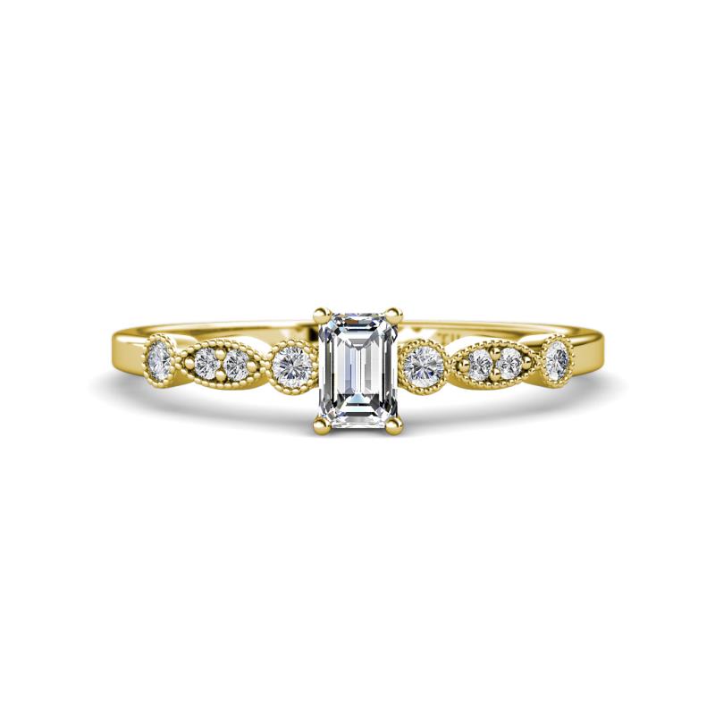 Kiara Desire Emerald Cut and Round Diamond Engagement Ring 
