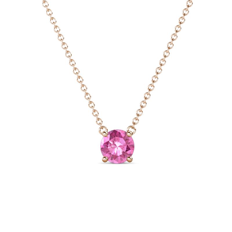 Juliana 5.00 mm Round Lab Created Pink Sapphire Solitaire Pendant Necklace 