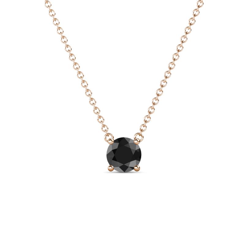 Juliana 5.00 mm Round Black Diamond Solitaire Pendant Necklace 
