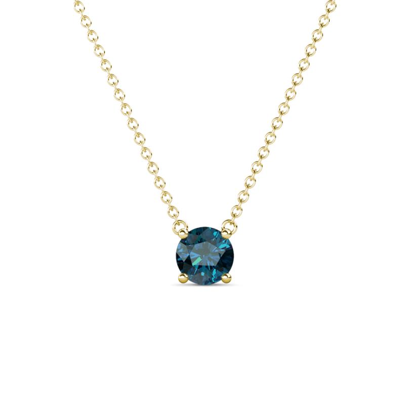 Juliana 5.00 mm Round Blue Diamond Solitaire Pendant Necklace 