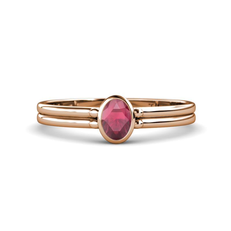 Diana Desire Oval Cut Rhodolite Garnet Solitaire Engagement Ring 
