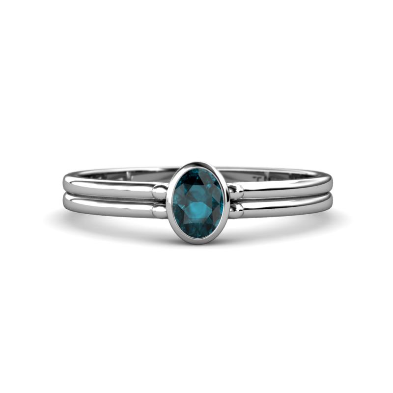 Diana Desire Oval Cut London Blue Topaz Solitaire Engagement Ring 