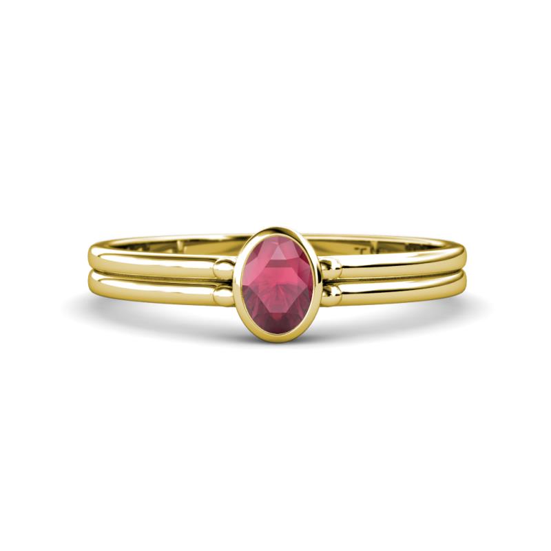 Diana Desire Oval Cut Rhodolite Garnet Solitaire Engagement Ring 