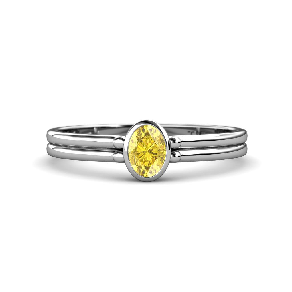 Diana Desire Oval Cut Yellow Sapphire Solitaire Engagement Ring 