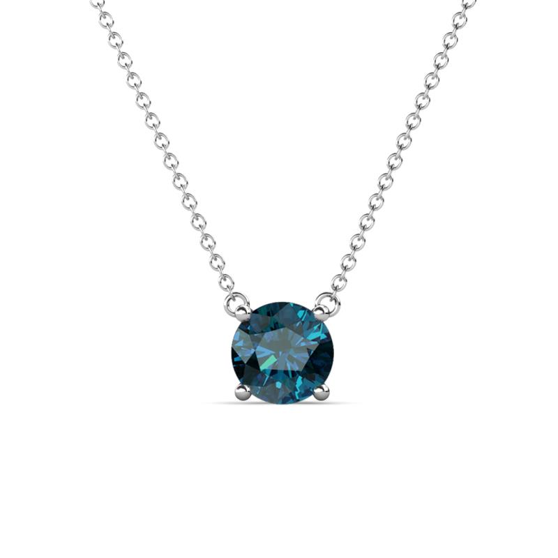 Juliana 6.50 mm Round Blue Diamond Solitaire Pendant Necklace 