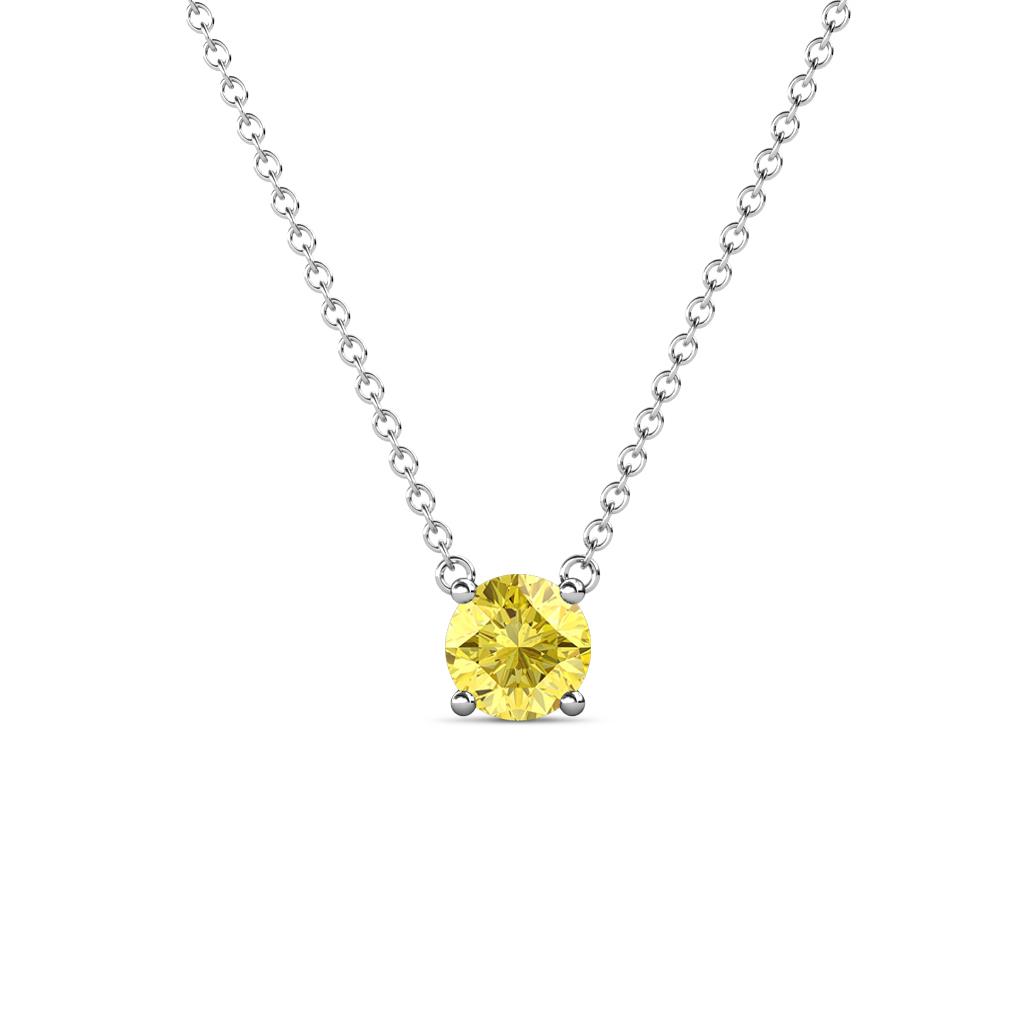 Juliana 5.40 mm Round Yellow Sapphire Solitaire Pendant Necklace 